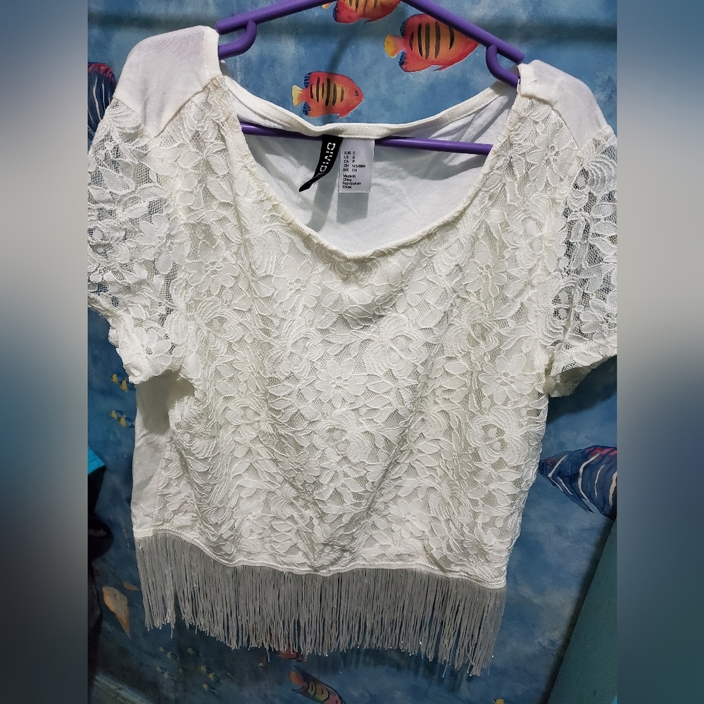 H&M Divided elegant white top with tassel detail